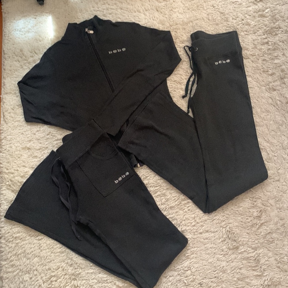 Y2K bebe Rhinestone Gray 3 Piece Sweatsuit